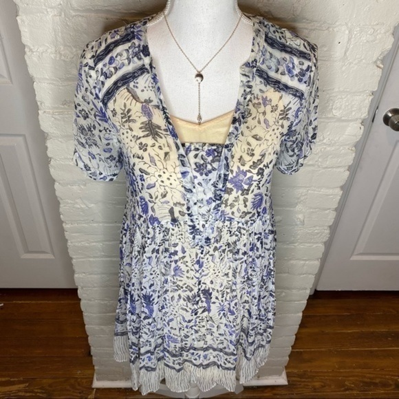 Anthropologie Maeve Canna Sheer Swing Dress Size 0 - Picture 5 of 10